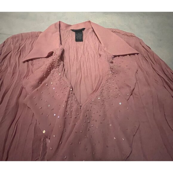 Sunny Taylor Womens Pink Long-Sleeve Blouse W/ Beaded & Lace Accents - Picture 10 of 12